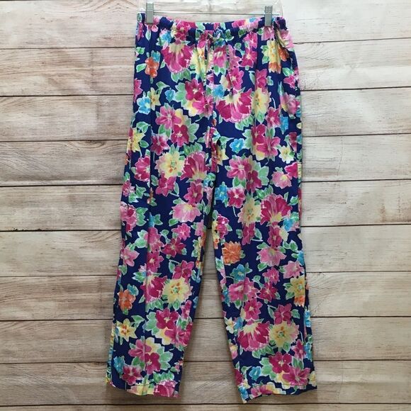 LAUREN RALPH LAUREN TWO PIECE PAJAMA SET IN BLUE FLORAL PRINT - Picture 4 of 12